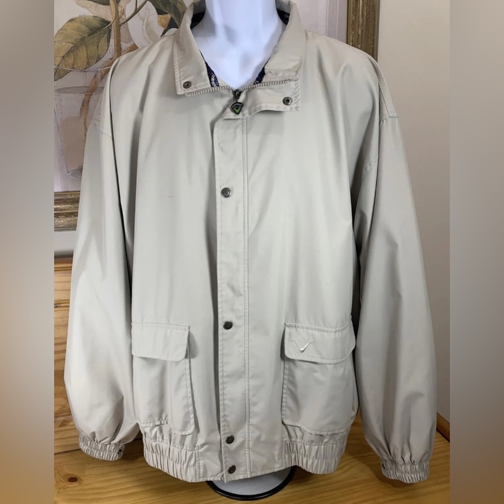 Callaway Golf Tan Khaki Windbreaker Men’s Outerwear Lightweight Jacket Size XL